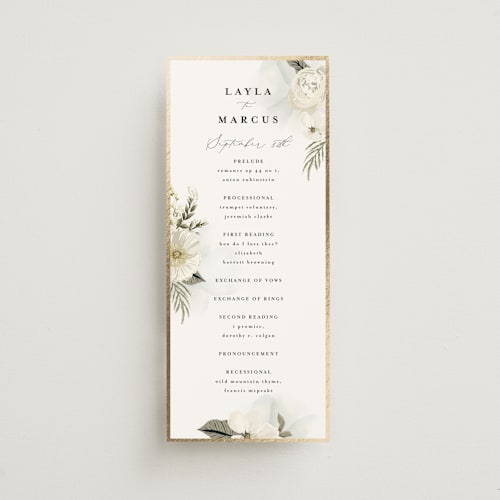 This is a vanilla unique wedding programs with foil pressed by Susan Moyal called classic love printing on signature in standard
