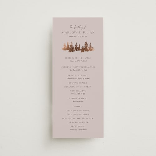 This is a mountain lavender unique wedding programs with foil pressed by Robin Ott called vista printing on signature in standard