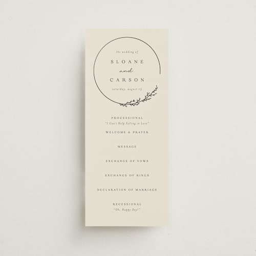 This is a almond unique wedding programs with foil pressed by Brianne Larsen called branched printing on signature in standard