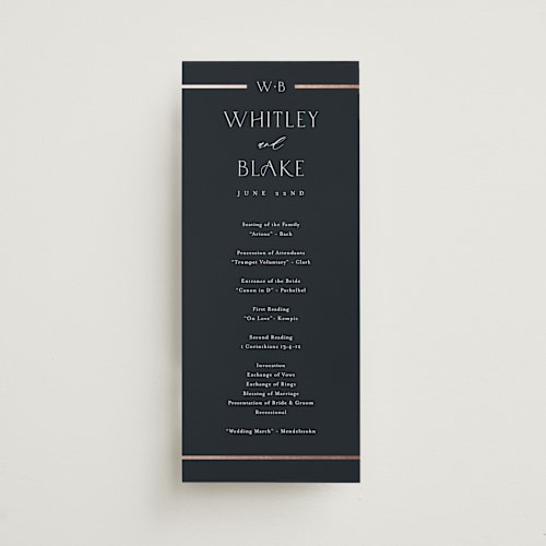 This is a ocean unique wedding programs with foil pressed by Stacey Meacham called luster printing on signature in standard
