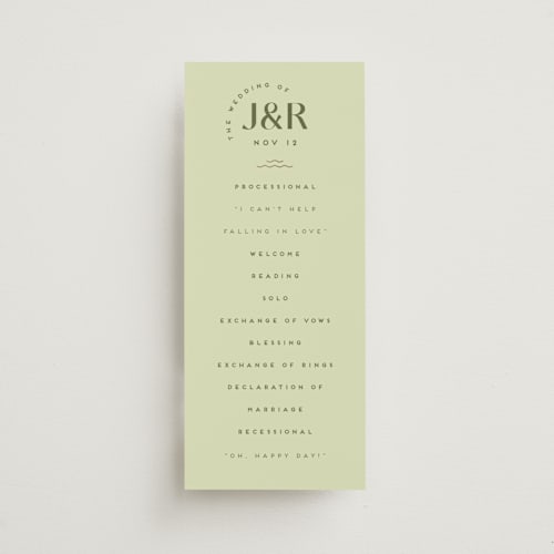 This is a kiwi unique wedding programs with foil pressed by Claudia Orengo called news! printing on signature in standard