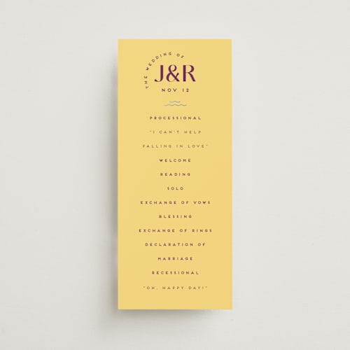 This is a fig unique wedding programs with foil pressed by Claudia Orengo called news! printing on signature in standard