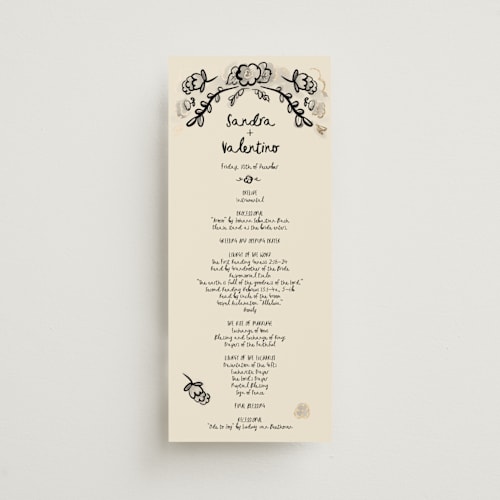 This is a ink wash unique wedding programs with foil pressed by Ani Somi called santa catalina printing on signature in 4x9