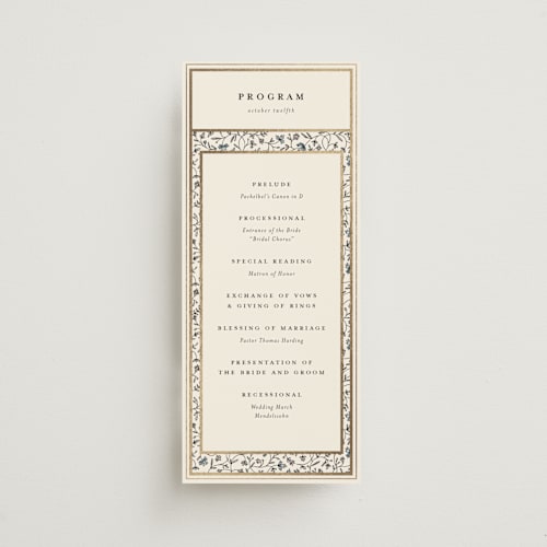 This is a almond unique wedding programs with foil pressed by Stephanie Hawkes called hansen printing on signature in standard