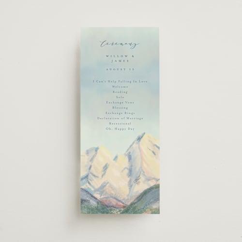 This is a summer unique wedding programs with standard by Petra Kern called the valley printing on signature in 4x9