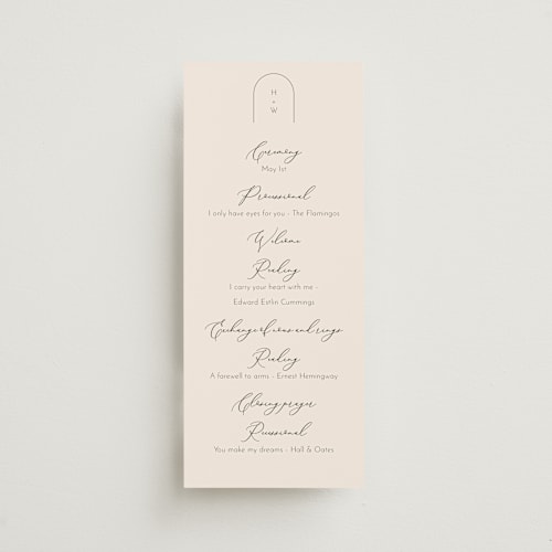 This is a buttercream unique wedding programs with standard by Claudia Orengo called belle rose printing on signature in standard