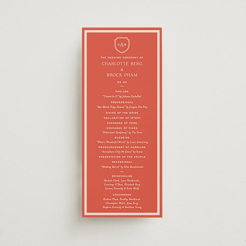 This is a verona sunset unique wedding programs with standard by Megan Davis called racquet printing on signature in standard