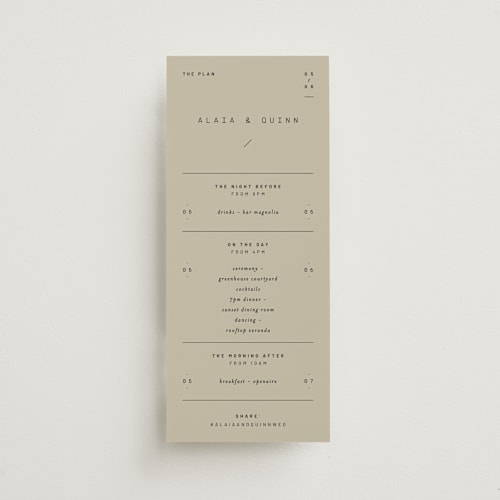This is a terracotta unique wedding programs with standard by Blustery August called alaia printing on signature in 4x9