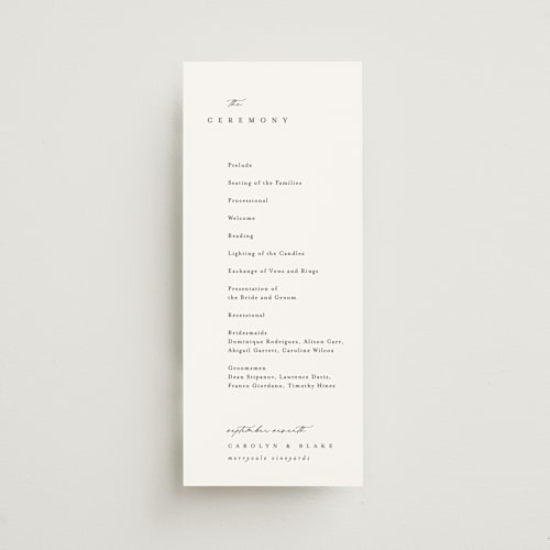 This is a silk unique wedding programs with standard by Kelly Schmidt called soho printing on signature in standard