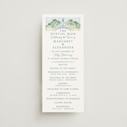 This is a meadow unique wedding programs with standard by Paper Sun Studio called going to the chapel printing on signature in standard