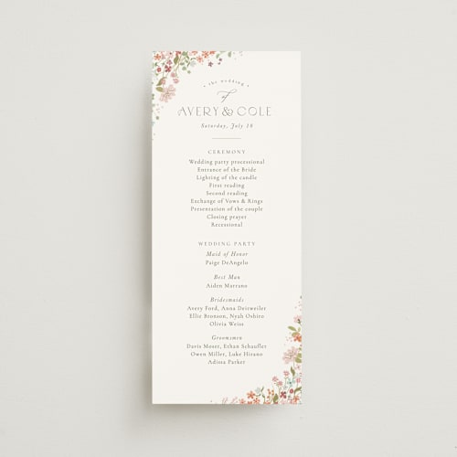 This is a peony unique wedding programs with standard by Jennifer Wick called avery printing on signature in standard