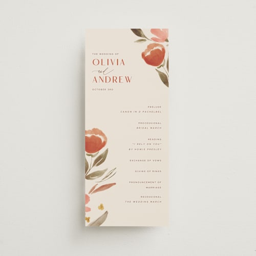 This is a saffron unique wedding programs with standard by Vera Lim called giardino printing on signature in standard