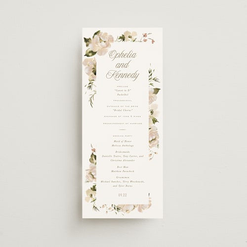 This is a pearl unique wedding programs with standard by Leah Bisch called felicity printing on signature in standard