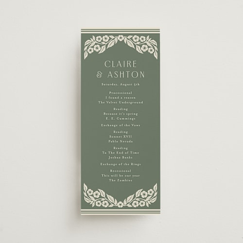 This is a eucalyptus unique wedding programs with standard by Katharine Watson called floral diamond printing on signature in standard