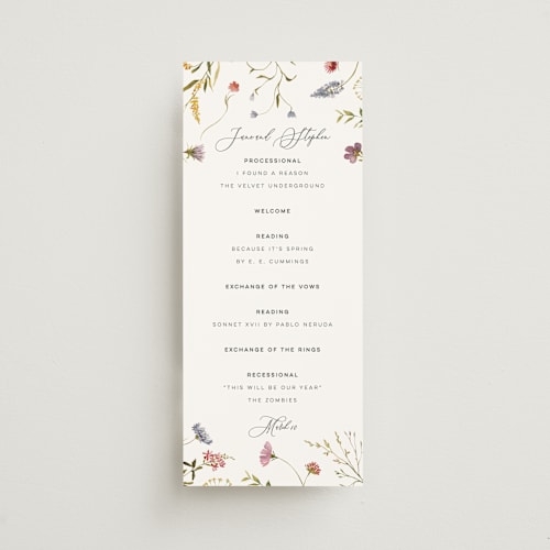 This is a sherbert unique wedding programs with standard by Erin Hodges called untied printing on signature in standard