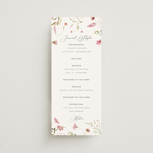 This is a azalea unique wedding programs with standard by Erin Hodges called untied printing on signature in 4x9