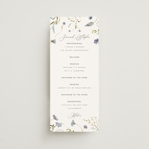 This is a capri unique wedding programs with standard by Erin Hodges called untied printing on signature in 4x9