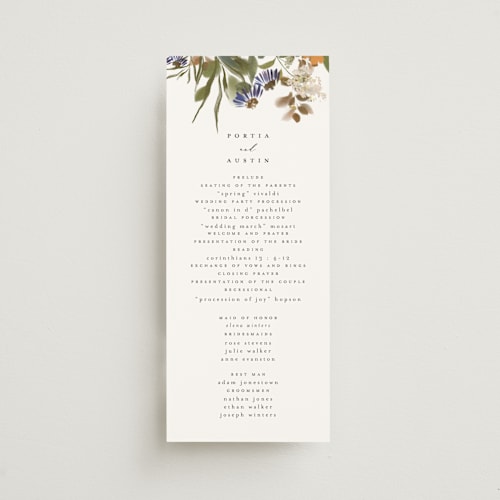 This is a fall unique wedding programs with standard by Grace Kreinbrink called pressed garden printing on signature in standard