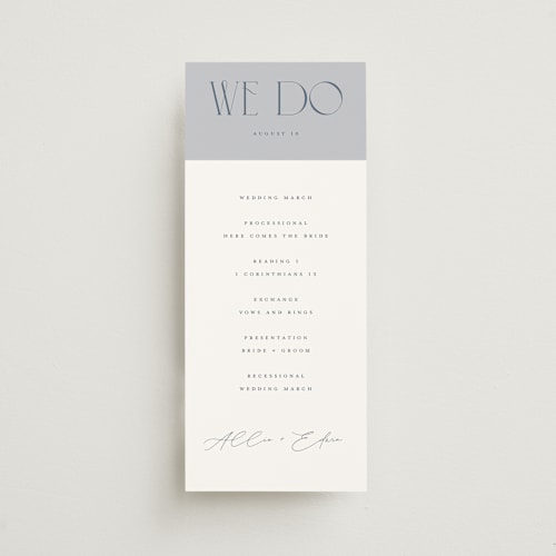 This is a aqua unique wedding programs with standard by Christie Garcia called everly printing on signature in 4x9