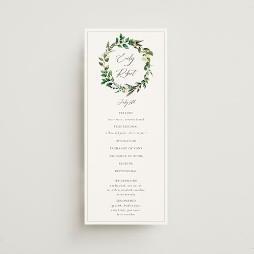This is a porcelain unique wedding programs with standard by Susan Moyal called fresh classic printing on signature in standard