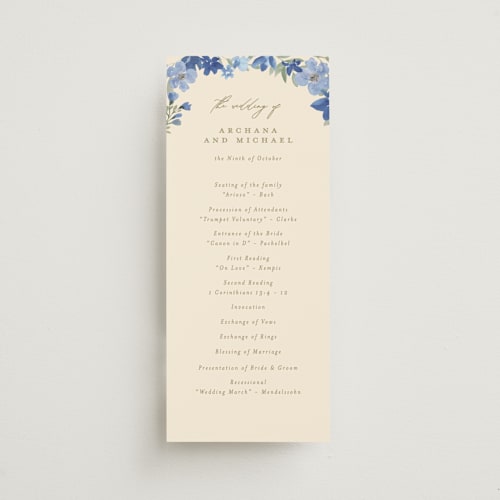 This is a blueberry unique wedding programs with standard by Creo Study called nilgiri printing on signature in standard