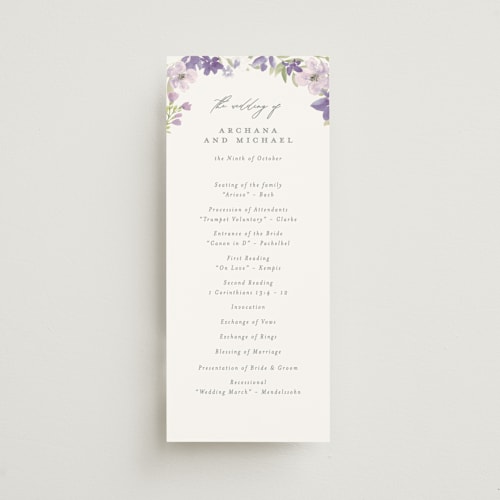 This is a mauve unique wedding programs with standard by Creo Study called nilgiri printing on signature in standard