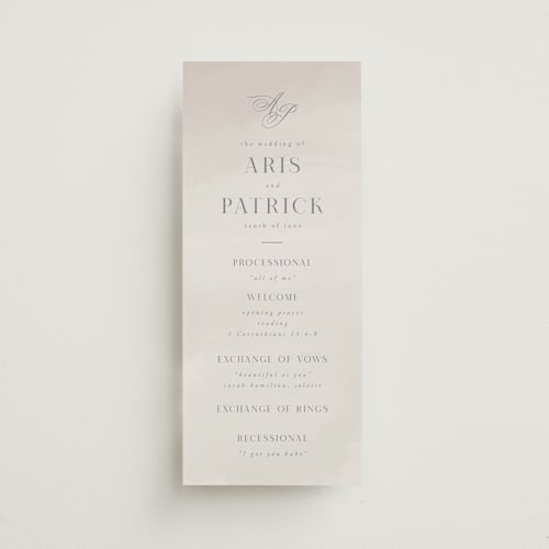 This is a snow unique wedding programs with standard by Melinda Denison called regal printing on signature in standard