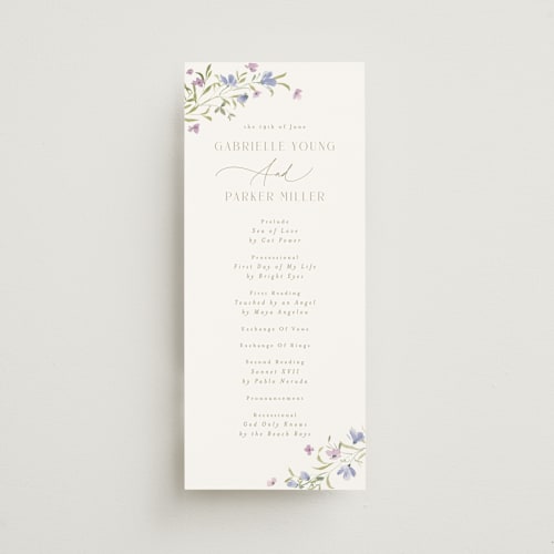 This is a wisteria unique wedding programs with standard by Everett Paper Goods called sweeping meadow printing on signature in standard