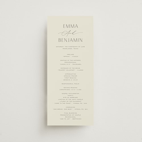 This is a porcelain unique wedding programs with standard by Jennifer Postorino called glide printing on signature in standard