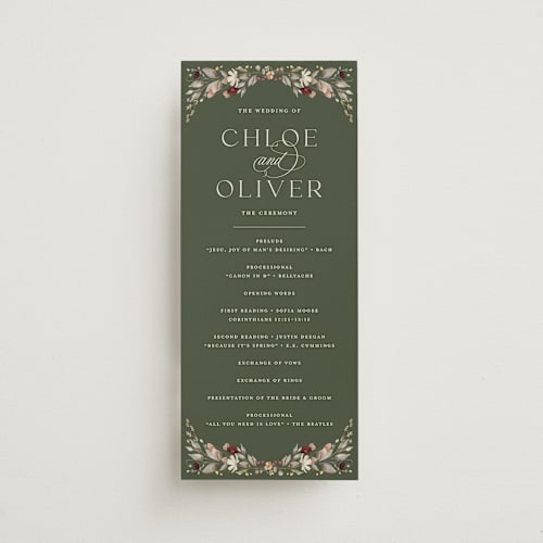 This is a vert unique wedding programs with standard by Erin Deegan called fleur sauvage printing on signature in standard