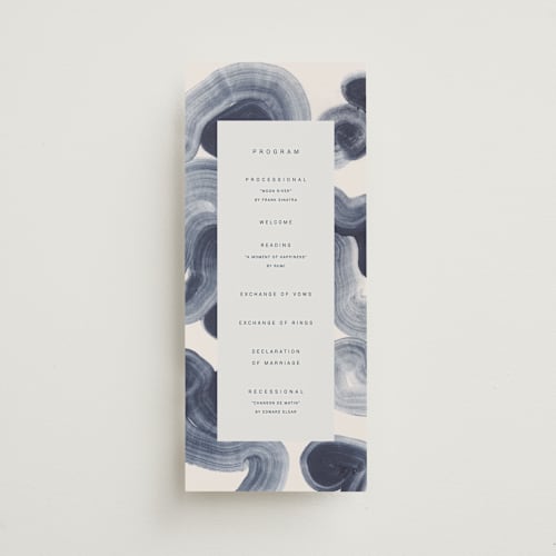 This is a ocean unique wedding programs with standard by Sumak Studio called meanders printing on signature in standard