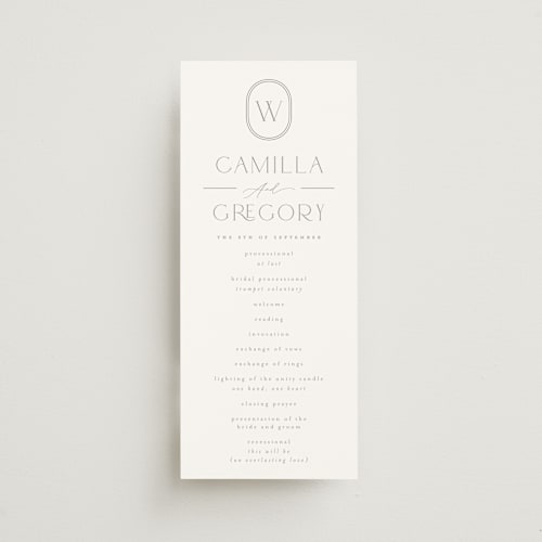 This is a latte unique wedding programs with standard by Kristie Kern called the hudson printing on signature in standard