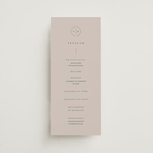 This is a vineyard unique wedding programs with standard by Sumak Studio called wellness printing on signature in standard