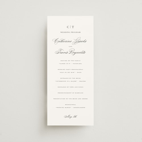 This is a snow unique wedding programs with standard by Brandy Folse called classically elegant printing on signature in standard