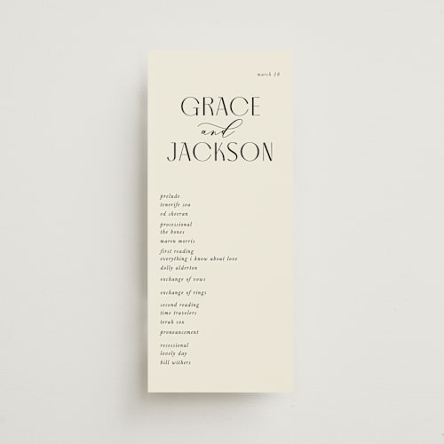 This is a ecru unique wedding programs with standard by That Girl Press called commonwealth printing on signature in standard