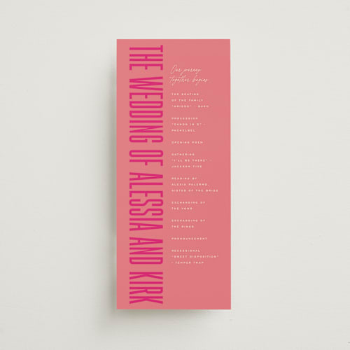 This is a fruit punch unique wedding programs with standard by Ashley DeMeyere called pop romance printing on signature in standard