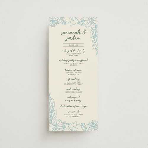 This is a waterfall unique wedding programs with standard by Kelly Watkins called bloom printing on signature in standard