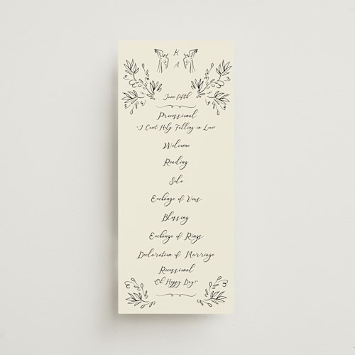 This is a ivory unique wedding programs with standard by Ani Somi called sundaland gardens printing on signature in standard