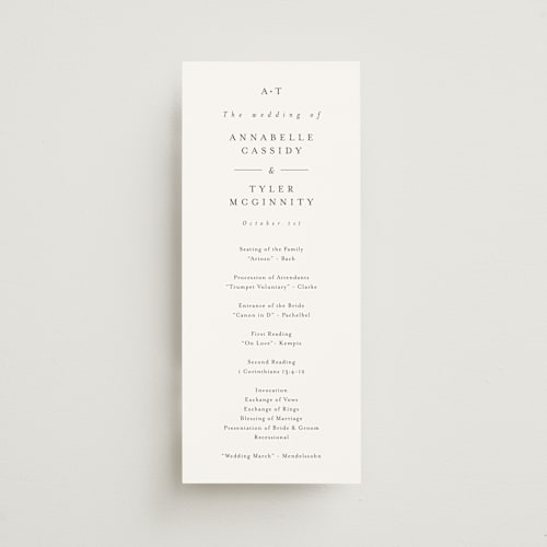 This is a cotton unique wedding programs with standard by Stacey Meacham called cedar creek printing on signature in standard