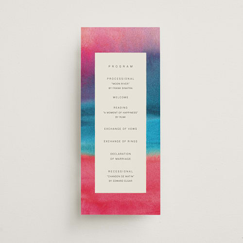 This is a sunset unique wedding programs with standard by Sumak Studio called at dusk printing on signature in standard