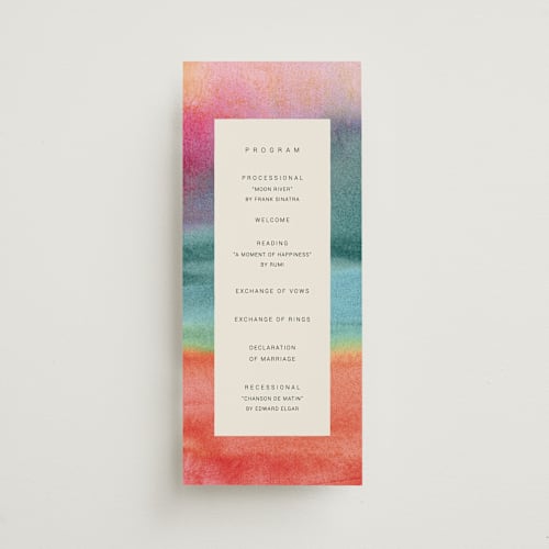 This is a dawn unique wedding programs with standard by Sumak Studio called at dusk printing on signature in standard