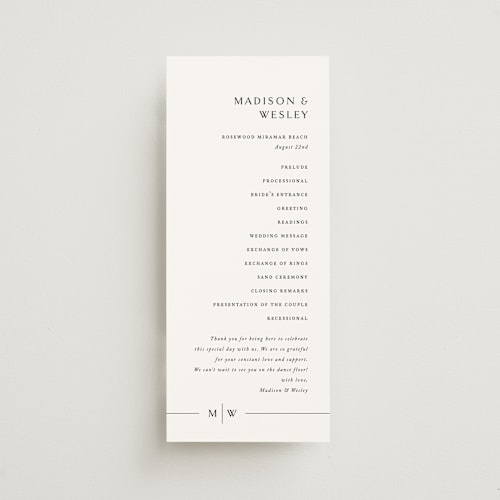 This is a cotton unique wedding programs with standard by Jennifer Postorino called align printing on signature in standard