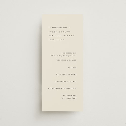 This is a linen unique wedding programs with standard by Brianne Larsen called simply printing on signature in standard