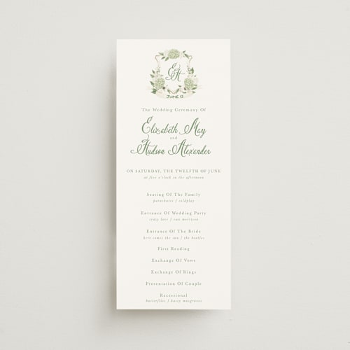 This is a limelight unique wedding programs with standard by Design Lotus called sweethearts printing on signature in 4x9