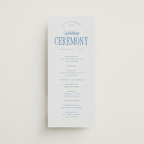 This is a ocean unique wedding programs with standard by Kelly Schmidt called riviera printing on signature in standard