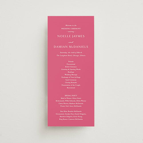 This is a carnation unique wedding programs with standard by Jennifer Postorino called everlasting printing on signature in standard