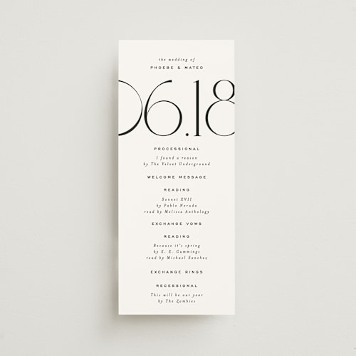 This is a lily unique wedding programs with standard by Owl and Toad called numerical printing on signature in standard