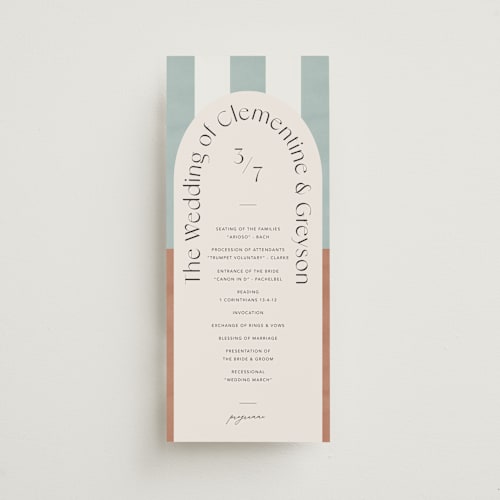 This is a almond unique wedding programs with standard by Blustery August called trois printing on signature in standard