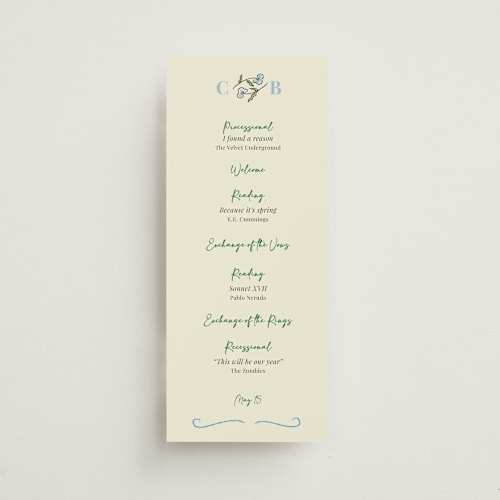 This is a waterlily unique wedding programs with standard by Helena Vitto called the pairfect printing on signature in standard
