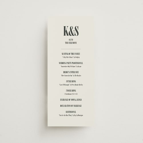 This is a ash unique wedding programs with standard by Kelly Watkins called flynn printing on signature in standard